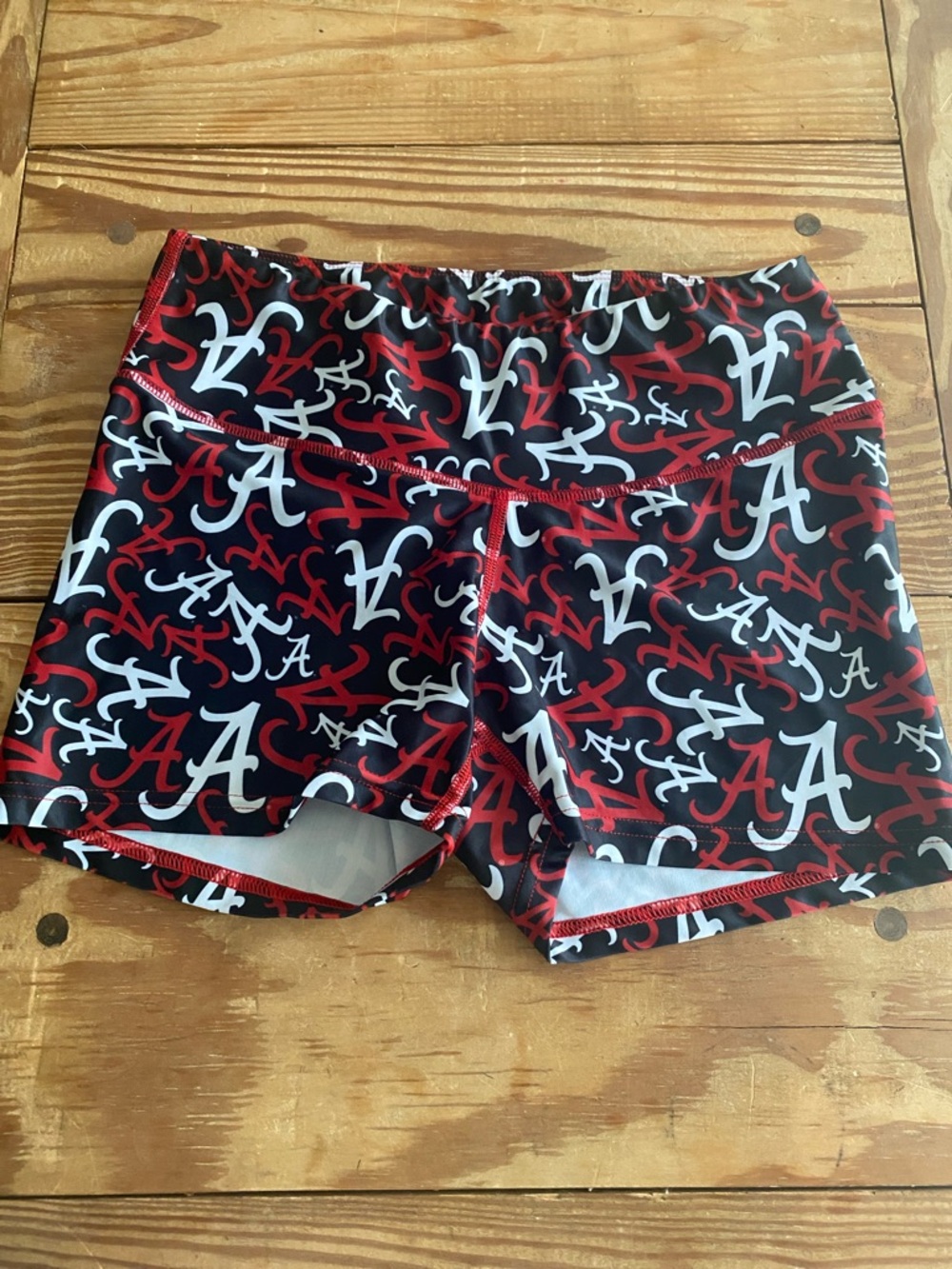 Zoot Red Black White Script-Print Athletic Shorts
